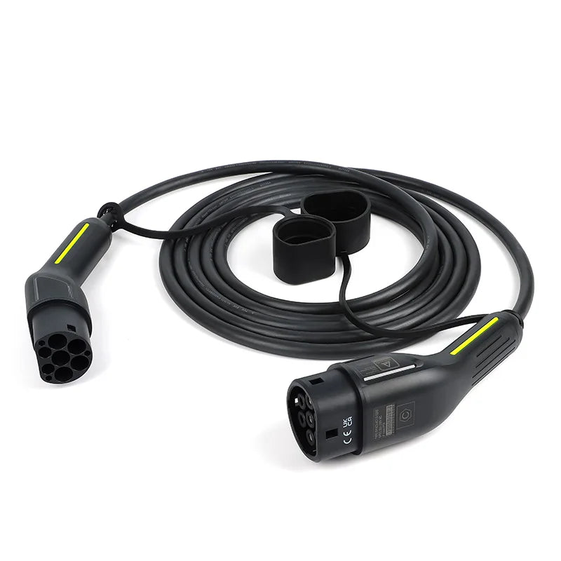 Câble de chargement de rue EV étanche pour Station Wallbox 5M 3.5KW-22KW Type 2 Type 1 Mode 3 noir