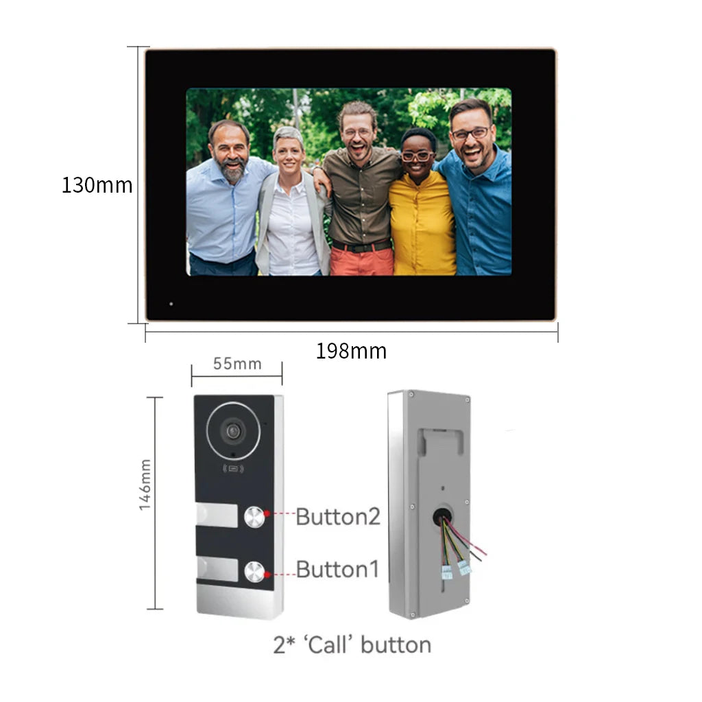 TUYA-Visiophone Multifamilial avec Écran de 3/4 Pouces, Kit d'Interphone Vidéo, Wifi, Moniteur, Cloche de Porte, Déverrouillage de Carte, Appartement, 2/7/10