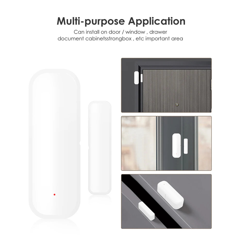 Détecteur intelligent d'ouverture/fermeture de porte WiFi/Zigbee, Notification de capteur de porte de fenêtre Tuya, prise en charge pour Google Home/Alexa pour la maison