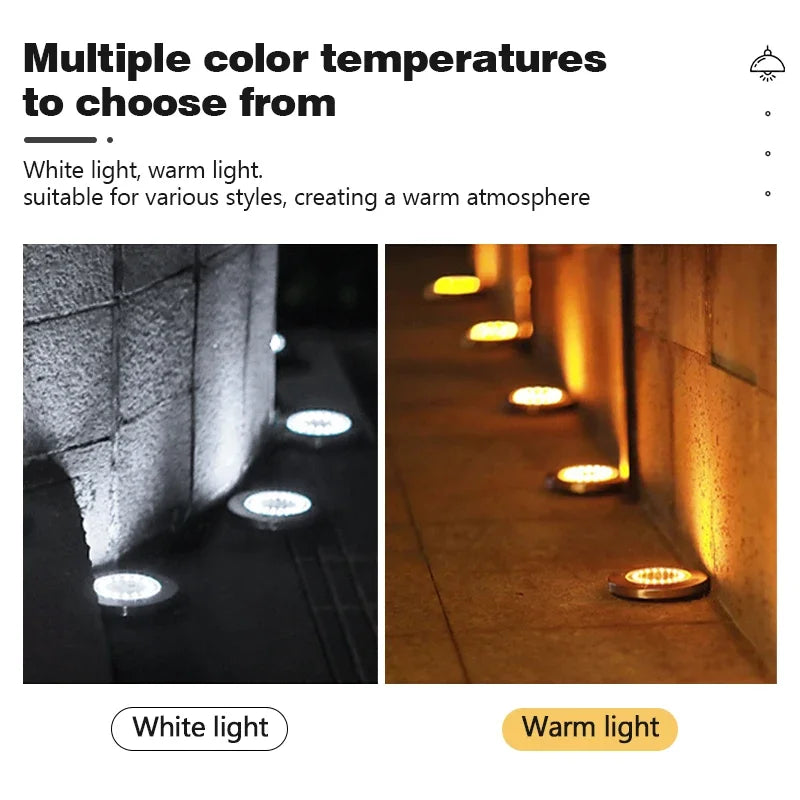 8/20LED disque solaire extérieur lumière IP65 jardin extérieur solaire lampes souterraines pont lumière enterré solaire jardin lumière décorative