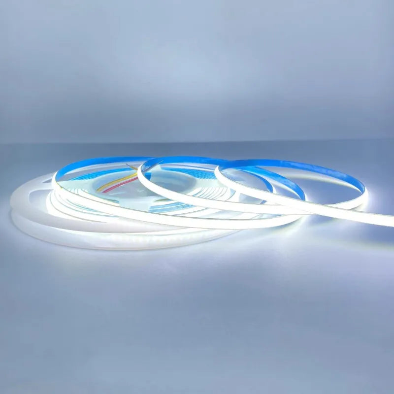Bande lumineuse CCT COB flexible à intensité variable, ultra fine, DC24V, 5mm, 608 LED/m, 2700-6500K, Densité LED, Éclairage décoratif, Bande de chambre LED