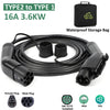 Câble de charge mâle vers femelle pour voiture électrique, station de charge, sac de rangement, type 2 à type 1, 32A, 7KW EV, 5 mètres