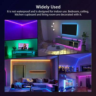 TurnRGB-Bande lumineuse LED avec télécommande à 24 touches, 10m, diviseur de musique, proxy, SMD5050, TV, PC, maison